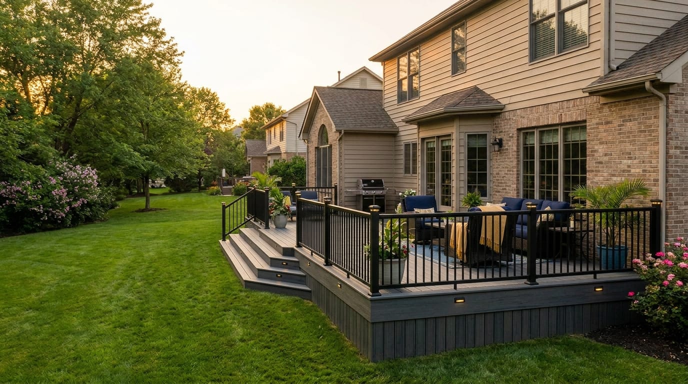Brand-new custom composite deck on a South Jersey home